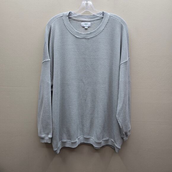 aerie Sweaters - Aerie Pullover Waffle Knit Oversized Slouchy Sweater Gray/Green (Sage) SZ Large